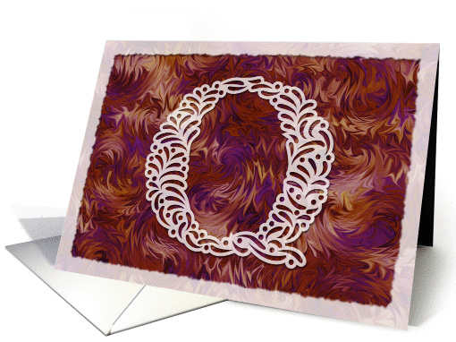 Ornamental Monogram 'Q' with warm red background card (975849)