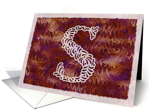 Ornamental Monogram 'S' with warm red background card (979581)