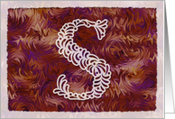 Ornamental Monogram ’S’ with warm red background card