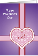 Valentines Day, monogram ’B’ with pink heart, Blank Note Card