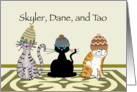 3 Cats w hats Skyler Dane Tao card