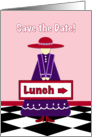 Lady in Red Hat Lunch Invitation card