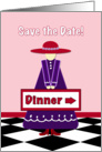 Lady in Red Hat Dinner Invitation card