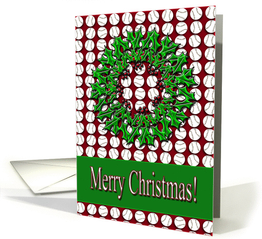 Baseball and Wreath Christmas card (315836)
