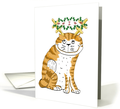 Cat Antlers Holly card (697407)