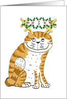 Cat Antlers Holly card
