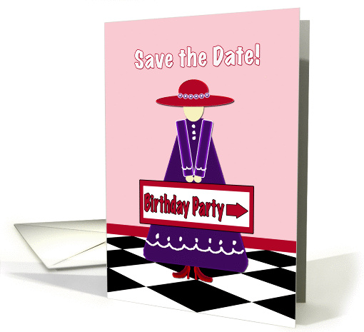 Lady in Red Hat Birthday Party Invitation card (945747)
