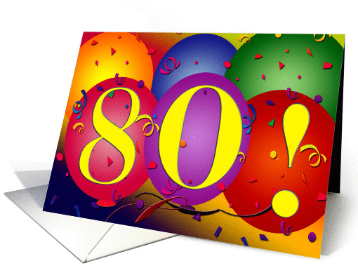 80th Birthday Balloons card (376559)