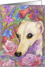 Greyhound whippet and flowers roses Card