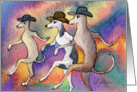 Line dancing greyhound whippet dog Card