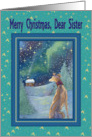 Merry Christmas dear Sister, Christmas greyhound winter scene card