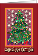 Merry Christmas Granddaughter, Corgi under a Christmas tree card