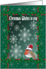 Christmas wishes to you, Robin red breast with snowflakes card