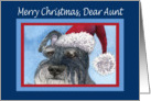 Merry Christmas Aunt, Schnauzer in Santa hat card