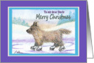 Merry Christmas Uncle, Cairn Terrier ice skating card