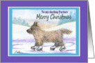 Merry Christmas Partner, Cairn Terrier ice skating card