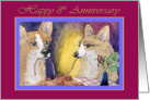 Happy 8th Anniversary, Corgi dogs romantic couple anniversary card