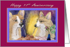 Happy 17th Anniversary, Corgi dogs romantic couple anniversary card