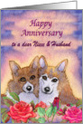 Happy Anniversary Niece & Husband, dog card, married couple card