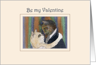 Be my valentine, romantic cats embracing, valentine card