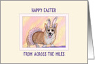 Happy Easter from Across the miles,Corgi wearing a tutu and bunny ears card