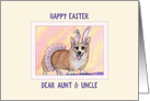 Happy Easter Aunt & Uncle, Corgi dog wearing a tutu and bunny ears card