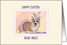 Happy Easter Niece, Corgi dog wearing a tutu and bunny ears card
