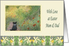 With love at Easter, Mum & Dad - Border Collie dog in a meadow card