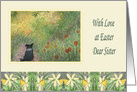 With love at Easter, Sister - Border Collie dog in a meadow card