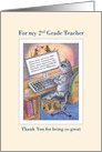 Thank you 2nd grade Teacher, cat on a computer card