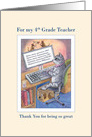 Thank you 4th grade Teacher, cat on a computer card