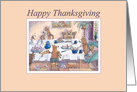 Happy Thanksgiving, corgi dogs eating cake card