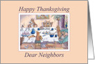 Happy Thanksgiving neighbors, corgi dogs eating cake card