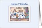 Happy 3rd Birthday dog card, Corgi birthday party card