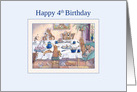 Happy 4th Birthday dog card, Corgi birthday party card