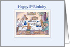 Happy 5th Birthday dog card, Corgi birthday party card