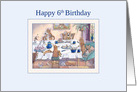 Happy 6th Birthday dog card, Corgi birthday party card