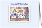 Happy 8th Birthday dog card, Corgi birthday party card