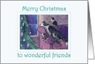 Merry Christmas Friends, border collie family waiting for Santa card