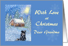 Love at Christmas, Grandma, border collie dog snow scene card