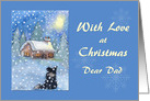 Love at Christmas, Dad, border collie dog snow scene card