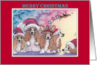 Merry Christmas, corgi dogs in santa hats card