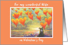 Happy Valentines day wife, border collie dog and love hearts card