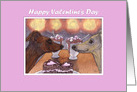 Happy Valentines day, greyhound dogs in love card