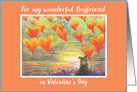 Happy Valentines day boyfriend, border collie dog and love hearts card