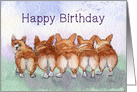 Happy Birthday, corgi dogs, five walk away together birthday, card