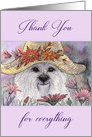 Thank you, westie dog among flowers card