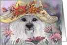 Westie dog among flowers, blank card