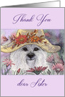 Thank you sister, westie dog among flowers card
