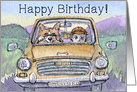 Happy Birthday, corgi dog driving his hoomun card